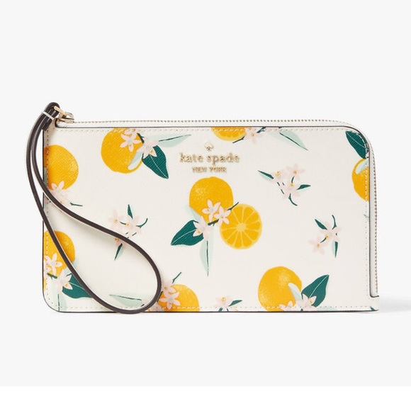 Kate Spade Lucy Orange Toss Printed Medium L-Zip Wristlet
Cream Multi
NWT - Picture 4 of 16